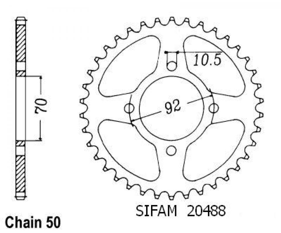 Couronne de transmission Sifam pour Moto Kawasaki 500 Z 4Trous 1979 à 1980 Neuf