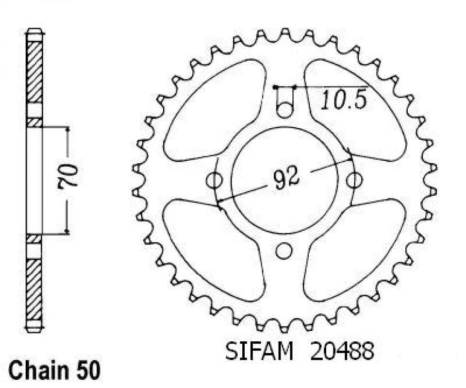 Couronne de transmission Sifam pour Moto Kawasaki 500 Z 4Trous 1979 à 1980 Neuf