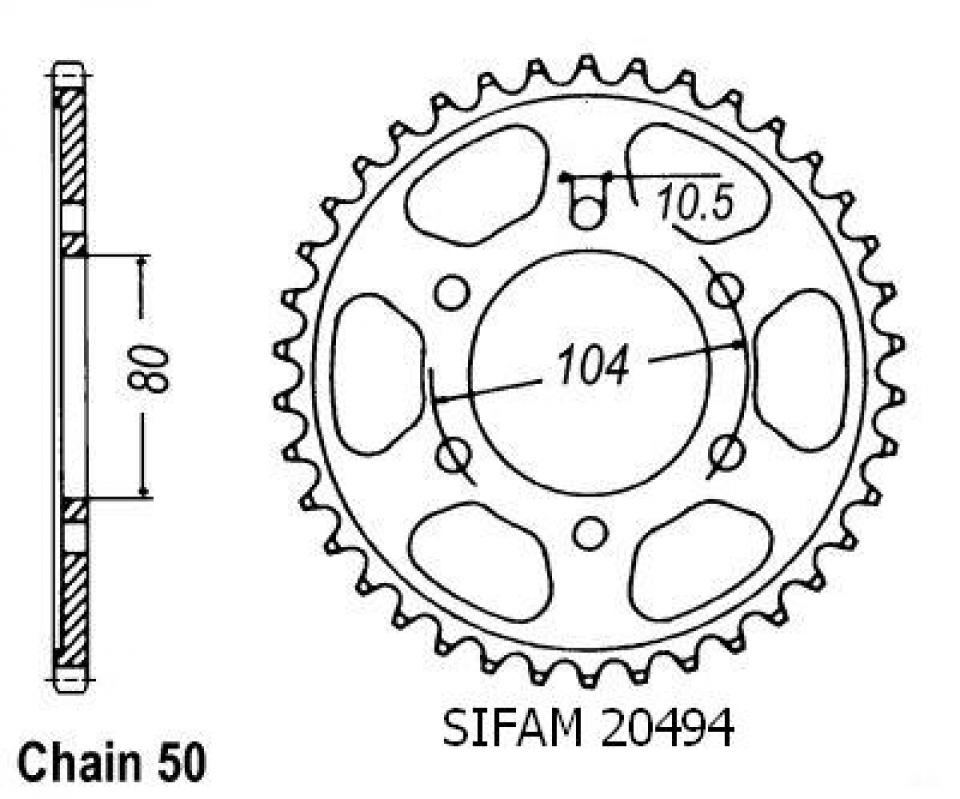 Couronne de transmission Sifam pour Moto Kawasaki 750 Z B Twin 1976 à 1979 Neuf