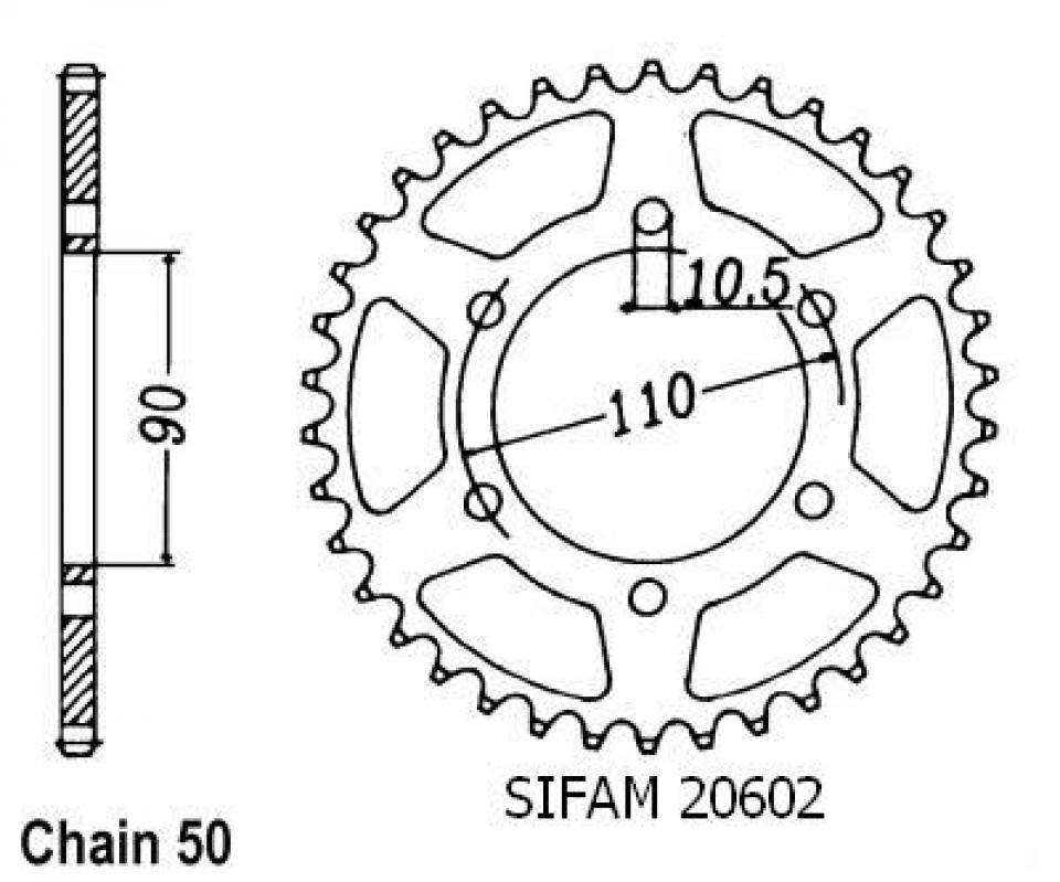 Couronne de transmission Sifam pour Moto Yamaha 650 XS 1977 à 1981 Neuf