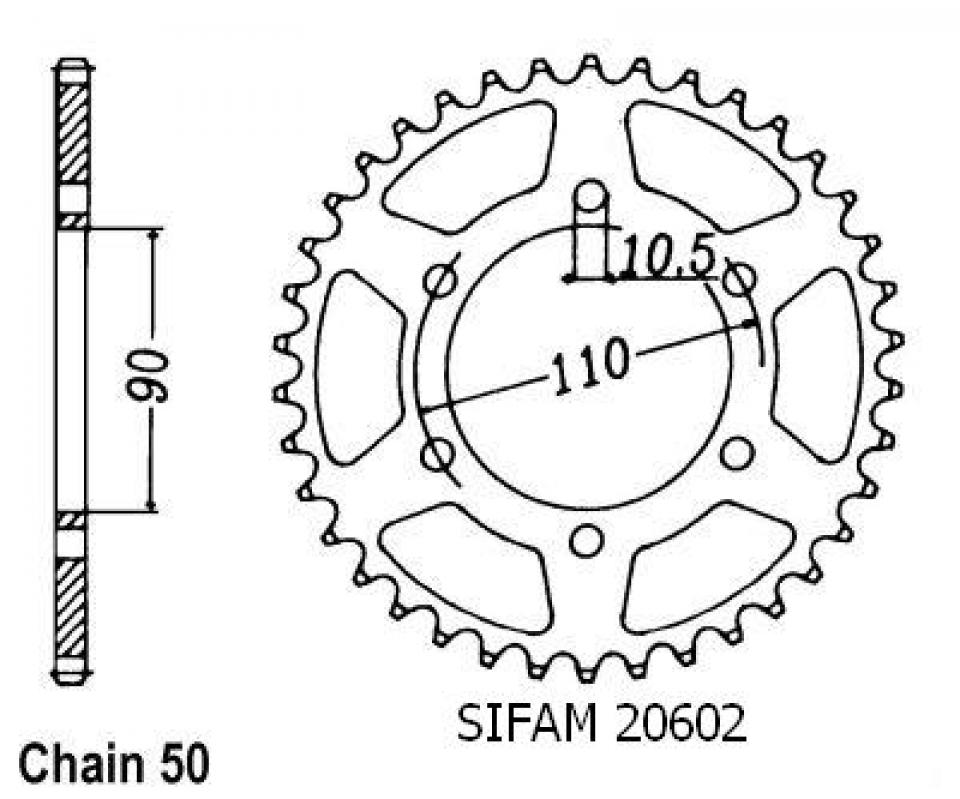 Couronne de transmission Sifam pour Moto Yamaha 650 XS 1977 à 1981 Neuf