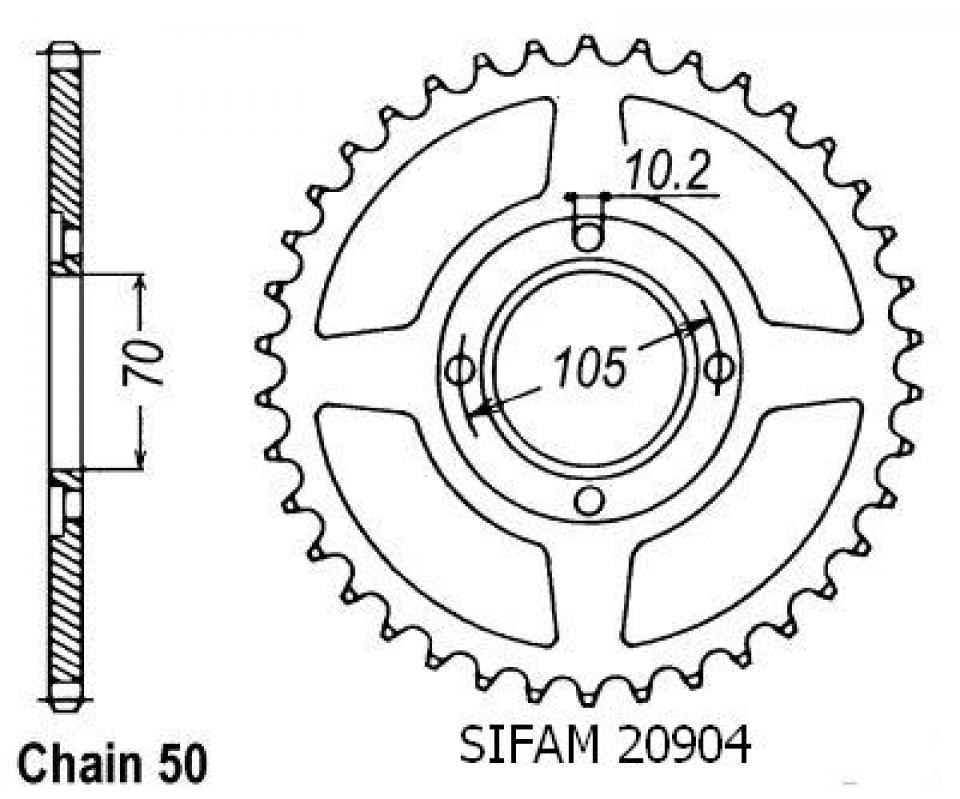 Couronne de transmission Sifam pour Moto Honda 360 Cb G 1974 Neuf