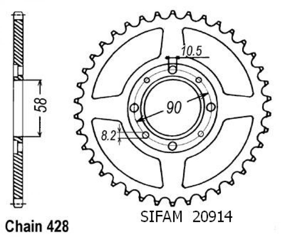 Couronne de transmission Sifam pour Moto Honda 125 CMT 1978 à 1981 Neuf