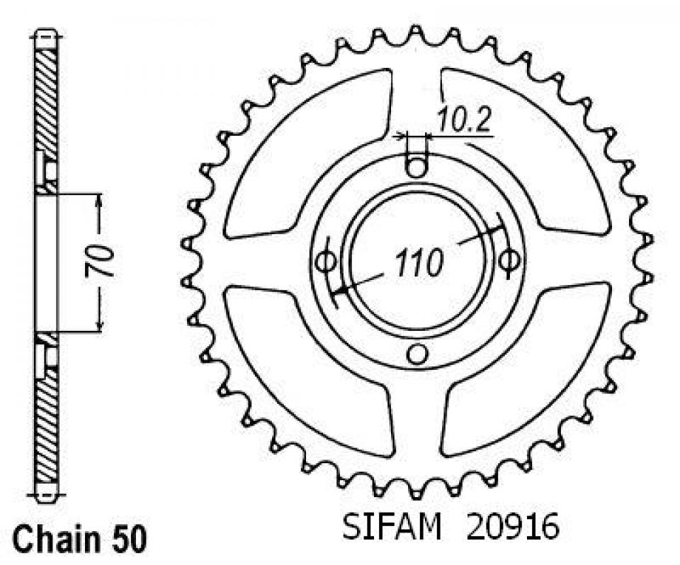 Couronne de transmission Sifam pour Moto Honda 400 CB T 1978 à 1982 Neuf