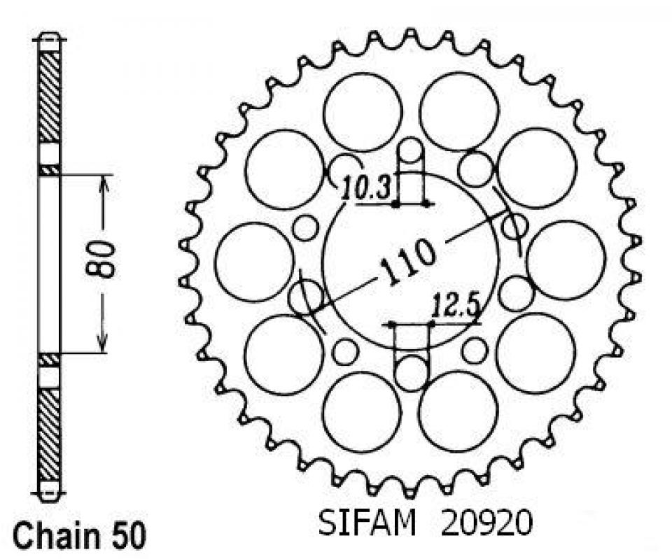 Couronne de transmission Sifam pour Moto Honda 1100 Cb Rc 1982 à 1983 Neuf