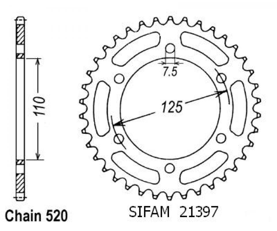 Couronne de transmission Sifam pour moto Cagiva 125 Blues 1987 à 1995 Neuf