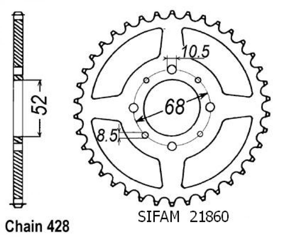 Couronne de transmission Sifam pour Moto Suzuki 80 TS ER 1981 à 1983 46 dents pas 428 Neuf