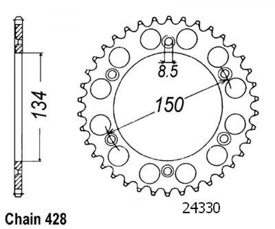 Couronne de transmission Sifam pour Moto Kawasaki 125 Kdx Sr 1990 à 2003 Neuf