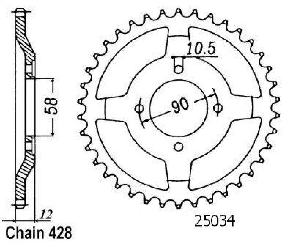 Couronne de transmission Sifam pour Moto Honda 125 Cityfly 1998 à 2003 Neuf