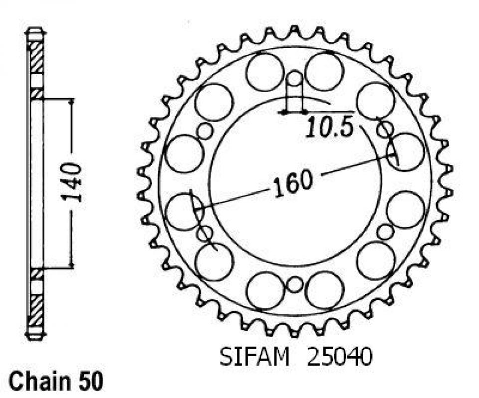 Couronne de transmission Sifam pour Moto Kawasaki 750 GPX R 1987 à 1989 Neuf