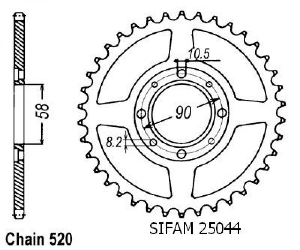 Couronne de transmission Sifam pour Moto Honda 250 CB Two Fifty 1992 à 2005 Neuf