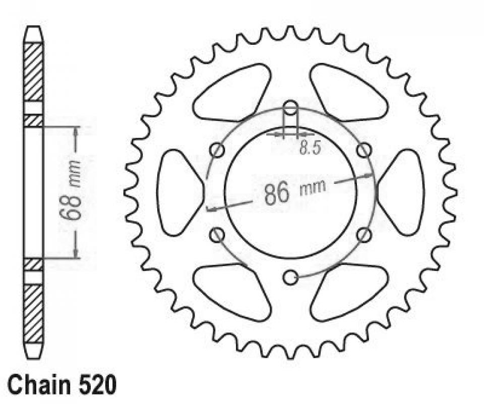 Couronne de transmission Sifam pour Moto Kawasaki 250 Z A 1980 à 1982 Neuf