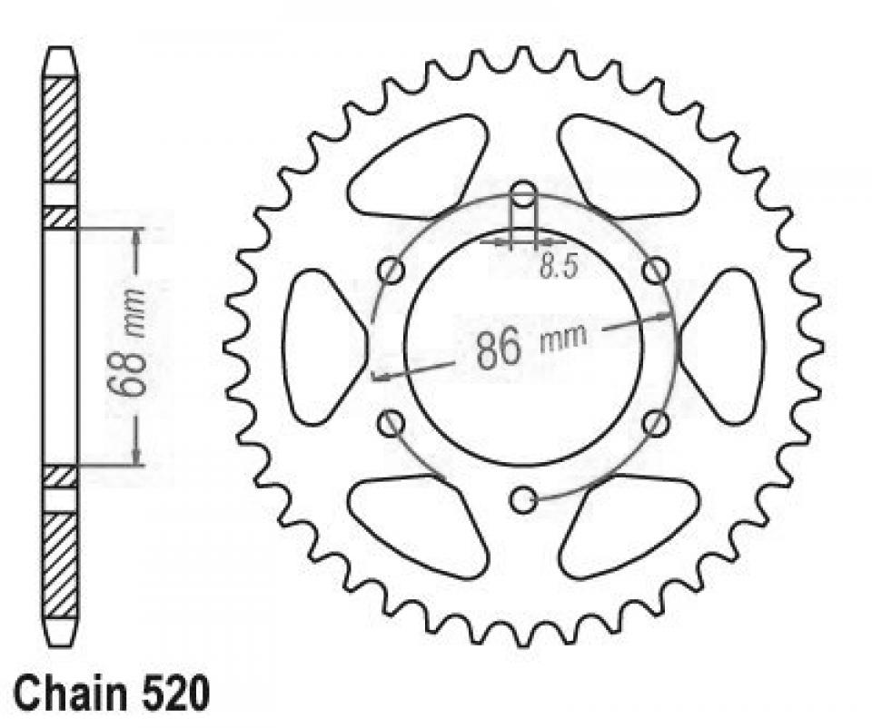 Couronne de transmission Sifam pour Moto Kawasaki 250 Z A 1980 à 1982 Neuf