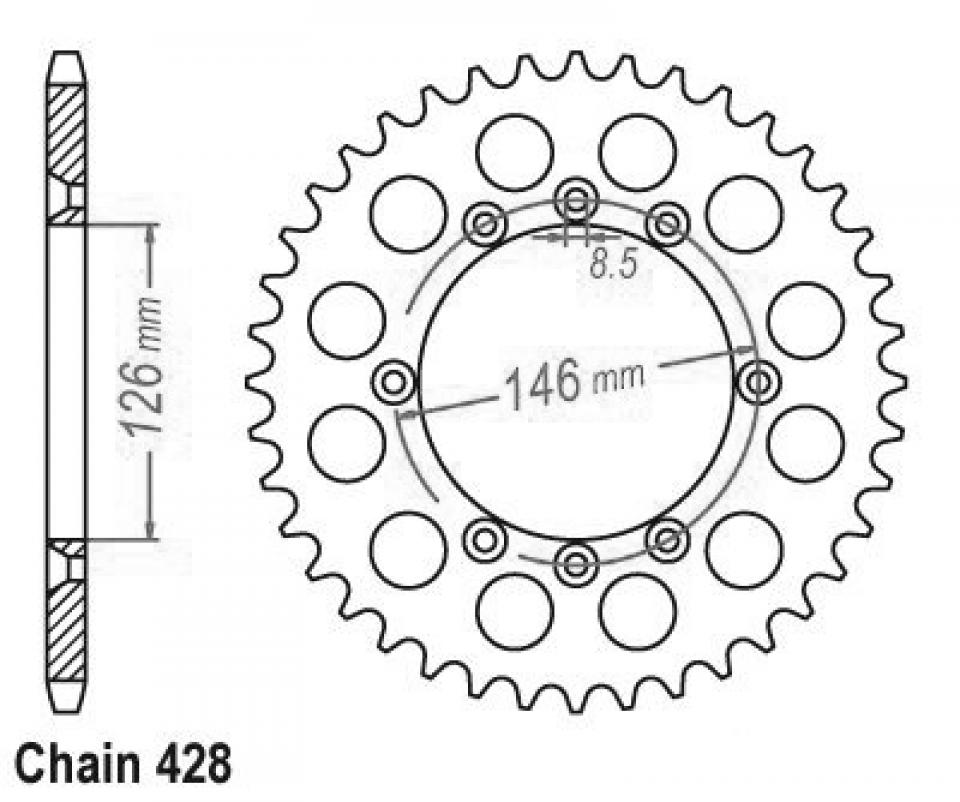 Couronne de transmission Sifam pour Moto Suzuki 125 Ts X 1984 à 1988 Neuf