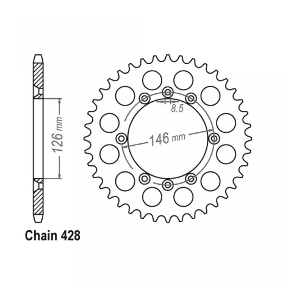 Couronne transmission Sifam pour moto Suzuki 125 Ts X 1984 à 1988 50 dts P 428