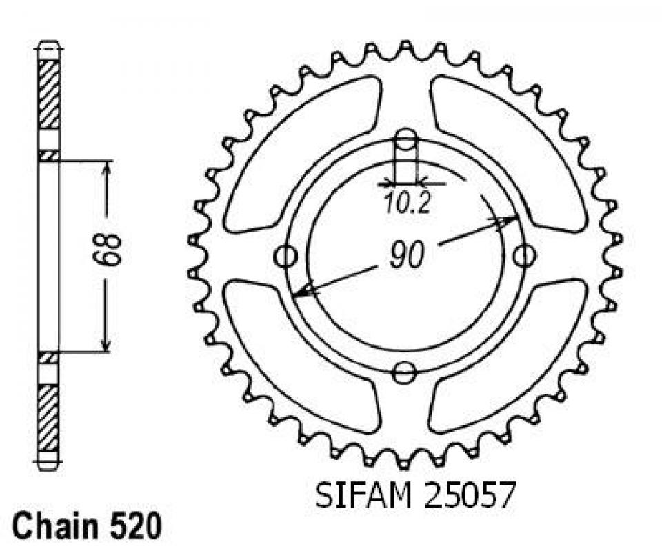 Couronne de transmission Sifam pour Moto Honda 200 Mtx Rw 1983 à 1985 Neuf