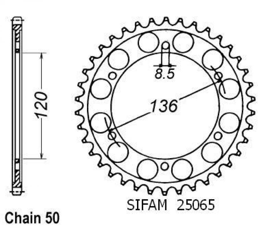 Couronne de transmission Sifam pour Moto Yamaha 500 Rd Lc 1984 à 1986 38 dents pas 530 Neuf