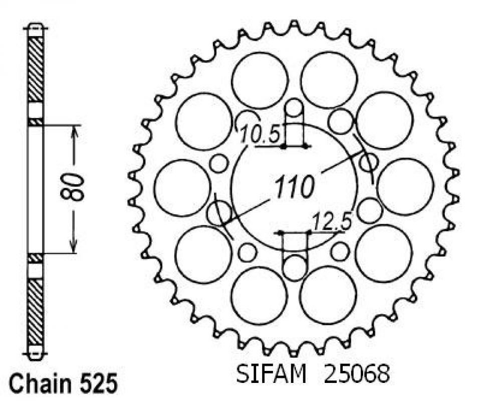 Couronne de transmission Sifam pour Moto Honda 750 Cb F2 Seven Fifty 1992 à 2003 Neuf