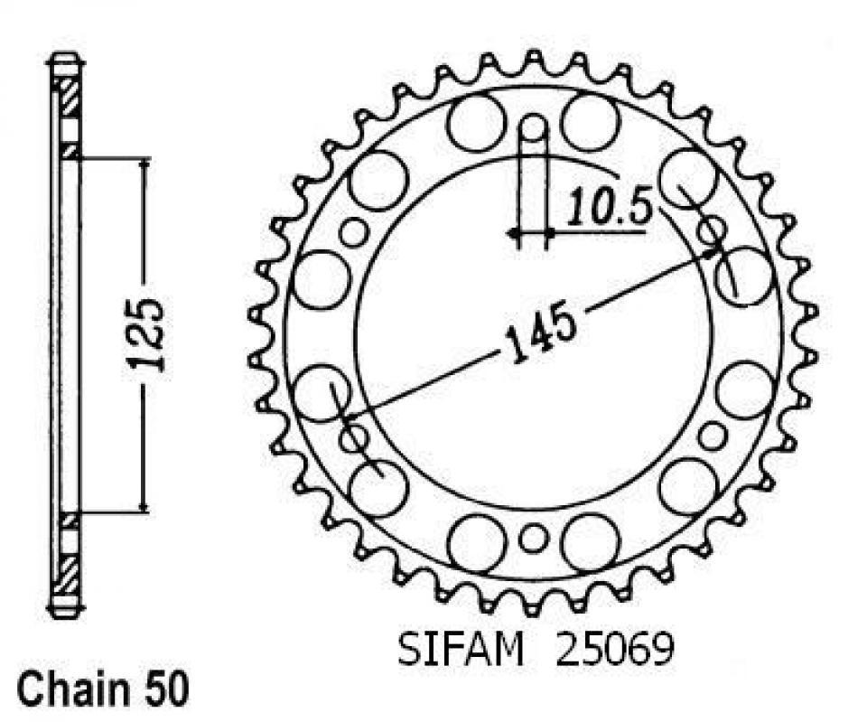 Couronne de transmission Sifam pour Moto Yamaha 750 FZ Genesis 1987 à 1993 43 dents pas 530 Neuf