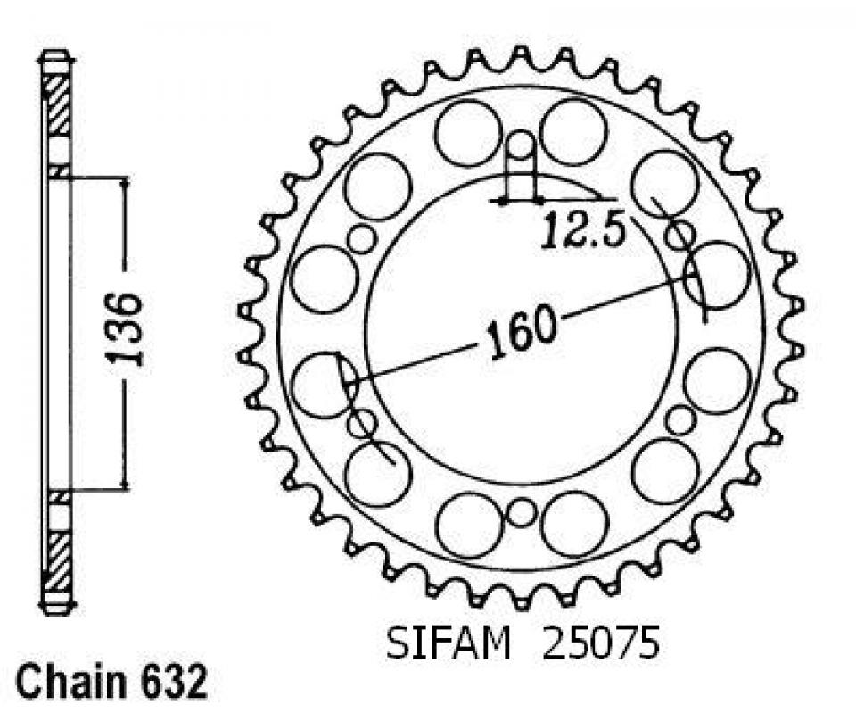 Couronne de transmission Sifam pour Moto Kawasaki 1000 Gpz Rx 1986 à 1989 Neuf