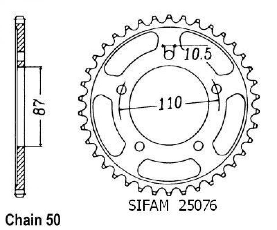 Couronne de transmission Sifam pour Moto Suzuki 600 Gsx-F 1988 à 1991 46 dents pas 530 Neuf