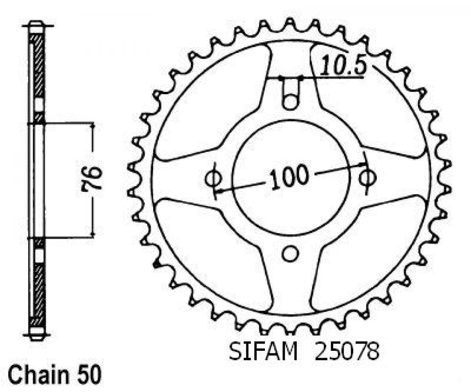 Couronne de transmission Sifam pour Moto Suzuki 500 RG gamma 1985 à 1987 40 dents pas 530 Neuf