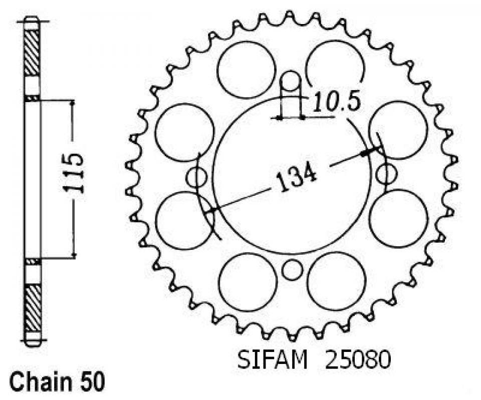 Couronne transmission Sifam pour moto Cagiva 750 Elefant 1987 à 1989 46 dts P530