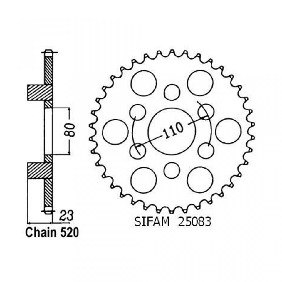 Couronne transmission Sifam pour moto Aprilia 125 AF1 Replica 1988 36 dts P520