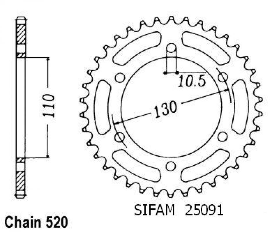 Couronne de transmission Sifam pour Moto Kawasaki 550 ZR Zephyr 1990 à 1999 Neuf