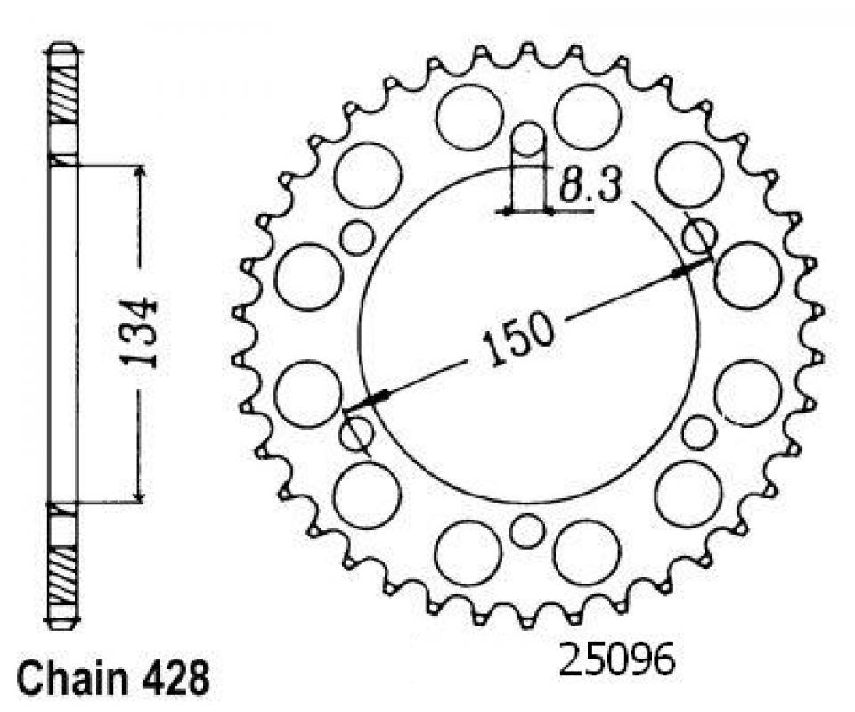 Couronne de transmission Sifam pour Moto Kawasaki 200 KMX 1988 à 1992 Neuf