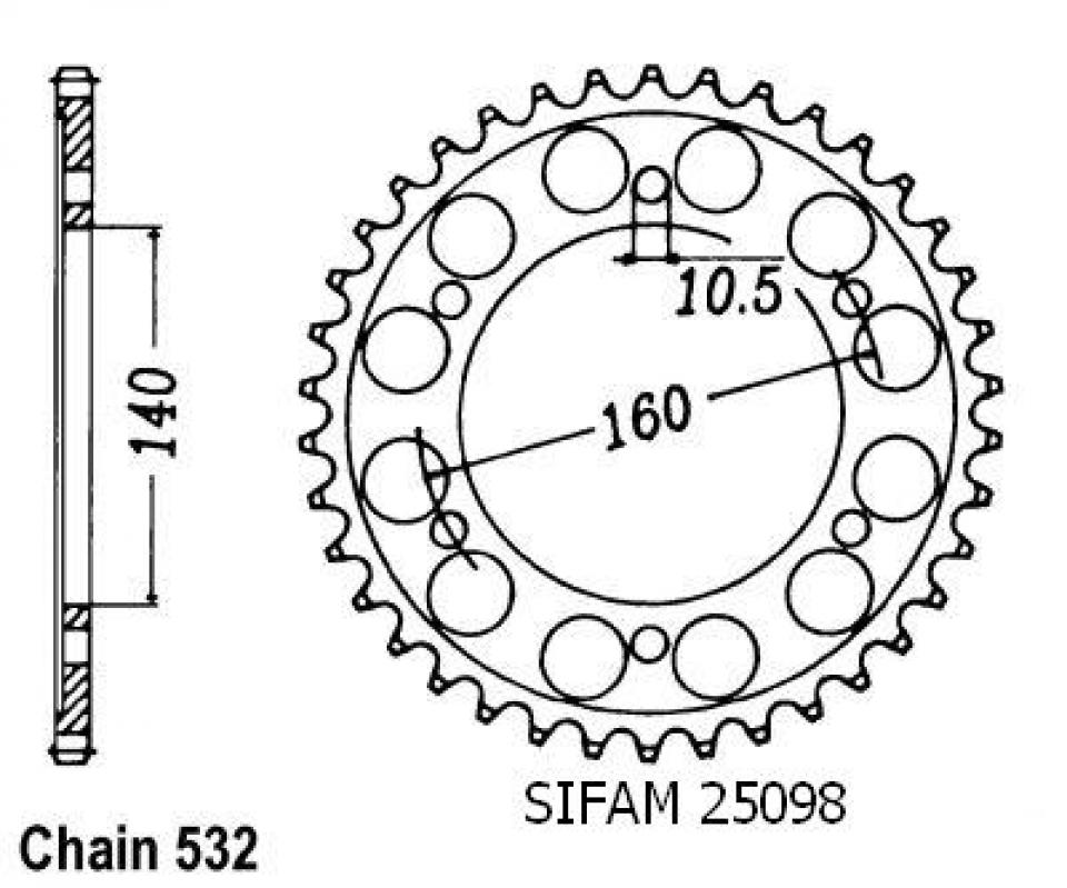 Couronne de transmission Sifam pour Moto Kawasaki 1000 ZX Tomcat 1988 à 1991 Neuf