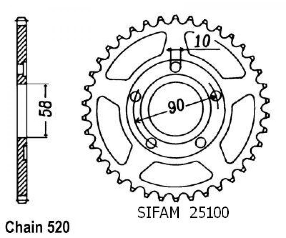 Couronne de transmission Sifam pour Moto Honda 125 CRM R 1990 à 2000 Neuf