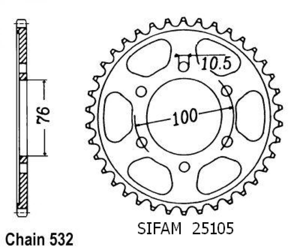 Couronne de transmission Sifam pour Moto Suzuki 1100 Gsx-R W 1995 à 1998 44 dents pas 532 Neuf