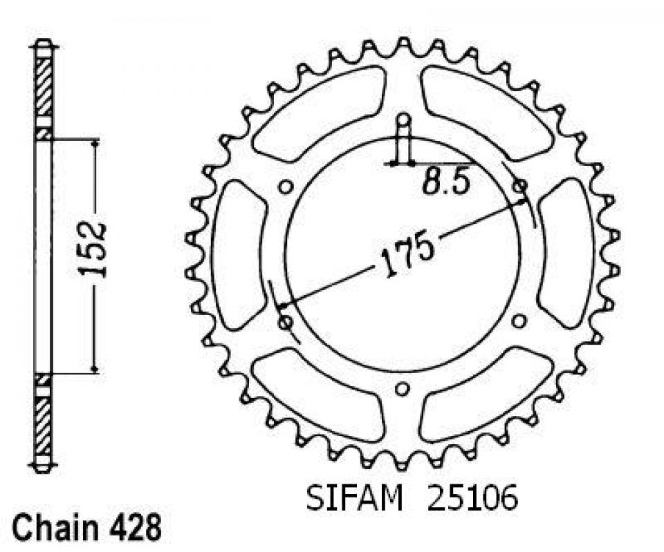 Couronne de transmission Sifam pour Moto Yamaha 125 Tdr Italie 1989 à 1992 Neuf