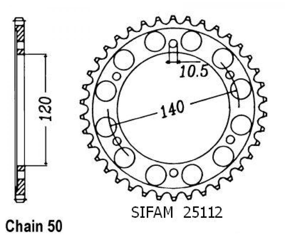 Couronne de transmission Sifam pour Auto Kawasaki 750 ZXR Stinger 1989 Neuf