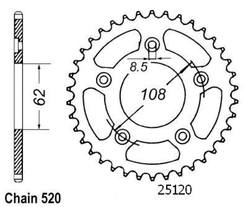 Couronne de transmission Sifam pour Moto Cagiva 125 Planet 1997 à 2004 Neuf