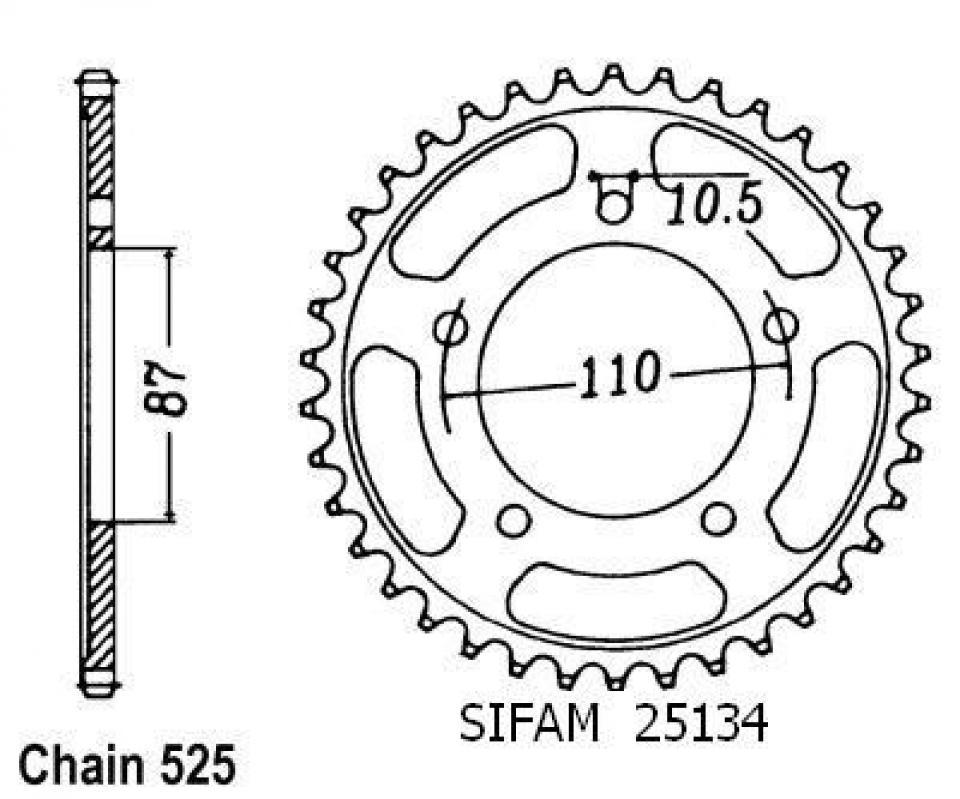 Couronne de transmission Sifam pour Moto Suzuki 400 GSF Bandit 1993 à 1995 46 dents pas 525 Neuf