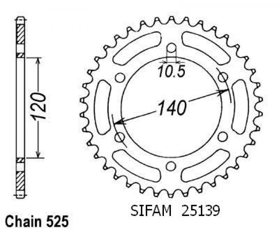 Couronne de transmission Sifam pour Moto Kawasaki 600 Zx-6 R Ninja 1995 à 1997 Neuf