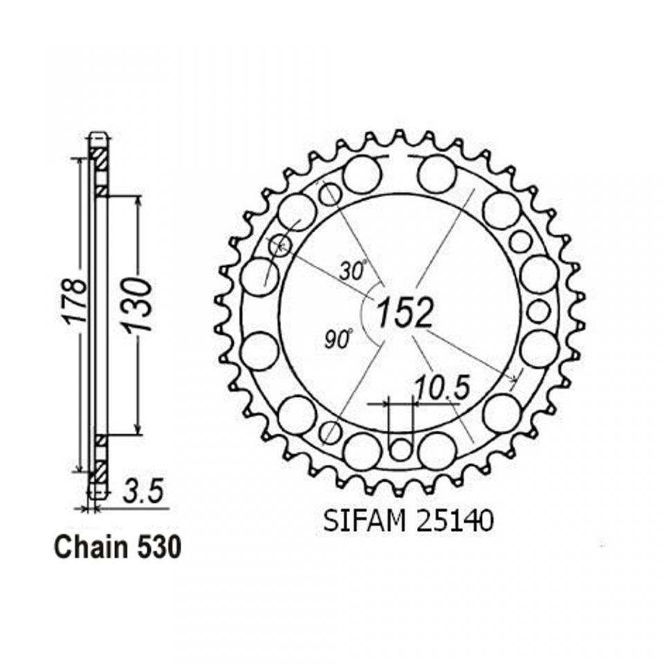 Couronne transmission Sifam pour moto Cagiva 900 Elefant Ie Gt 1990 à 1993 48 d P530