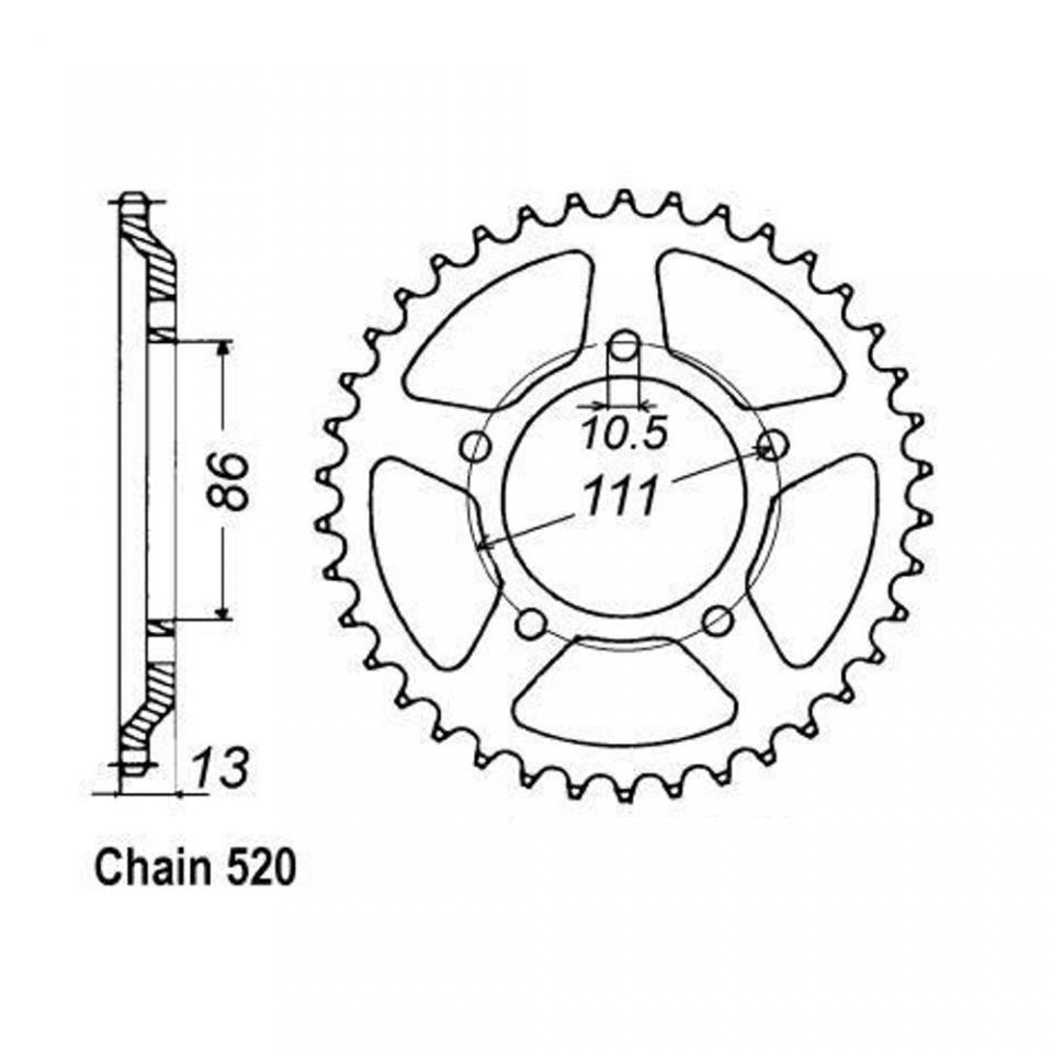 Couronne de transmission Sifam pour moto Gilera 600 Nord west 1991 à 1994 43 dts P520