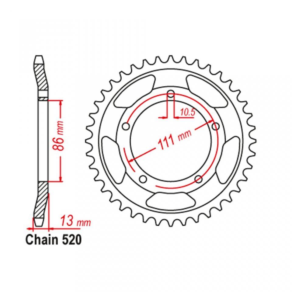 Couronne de transmission Sifam pour moto Gilera 600 Nord west 1991 à 1994 43 dts P520