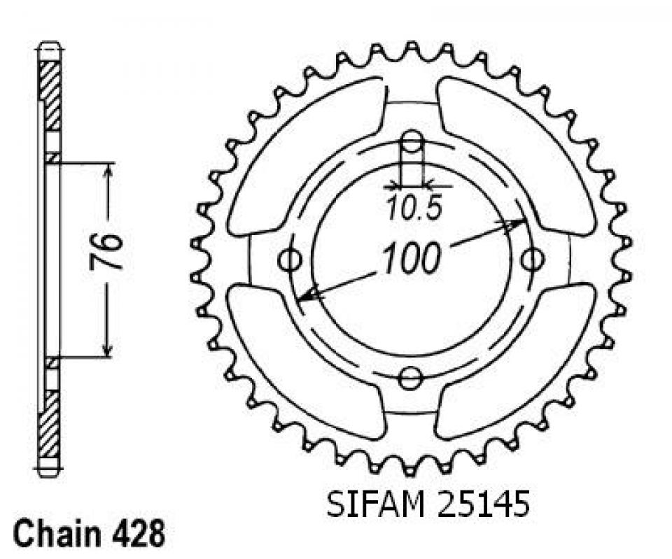 Couronne de transmission Sifam pour Moto Suzuki 125 RG Wolf 1992 à 1994 Neuf