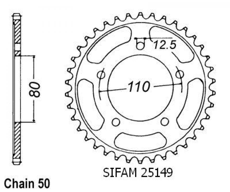 Couronne de transmission Sifam pour Moto Triumph 1000 Daytona 1991 45 dents pas 530 Neuf