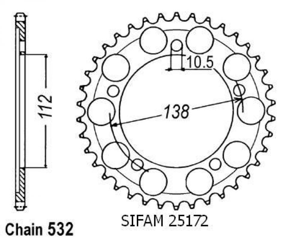 Couronne de transmission Sifam pour Moto Yamaha 600 YZF R6 1999 à 2002 48 dents pas 532 Neuf