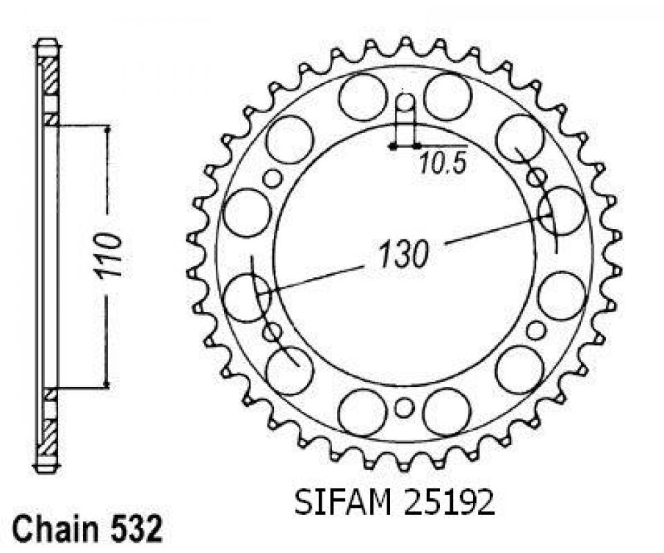 Couronne de transmission Sifam pour Moto Yamaha 600 YZF R6 2003 à 2005 48 dents pas 532 Neuf