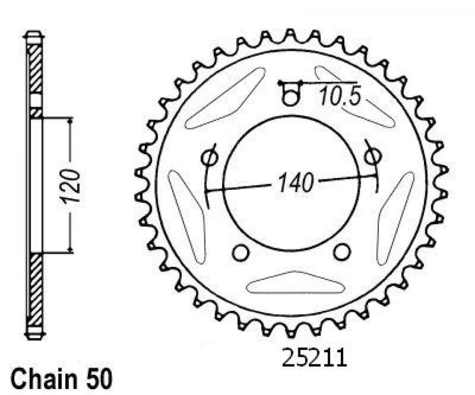 Couronne de transmission Sifam pour Moto Triumph 955 Daytona I Bras Classique 2001 à 2006 44 dents pas 530 Neuf