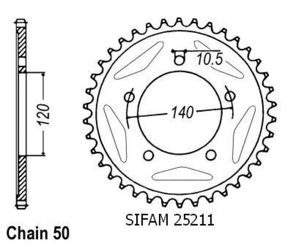 Couronne de transmission Sifam pour Moto Triumph 955 Tiger I 2005 à 2007 Neuf
