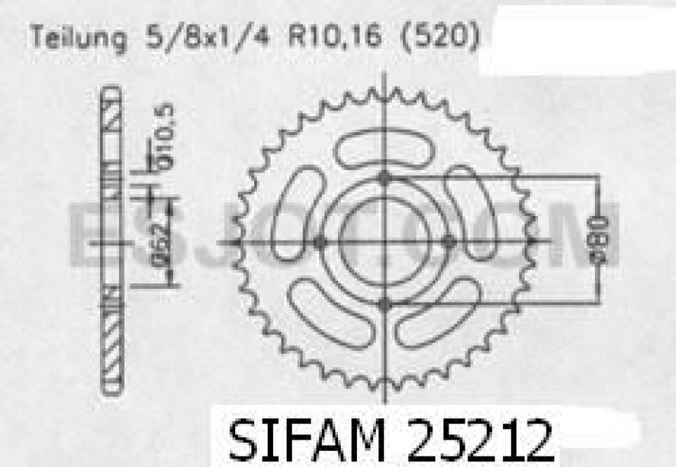 Couronne de transmission Sifam pour Moto Sachs 125 Roadster V2 1999 à 2005 53 dents pas 520 Neuf