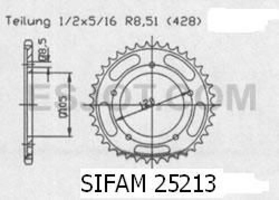 Couronne de transmission Sifam pour Moto Sachs 125 Zz Super Motard 1999 à 2003 56 dents pas 428 Neuf
