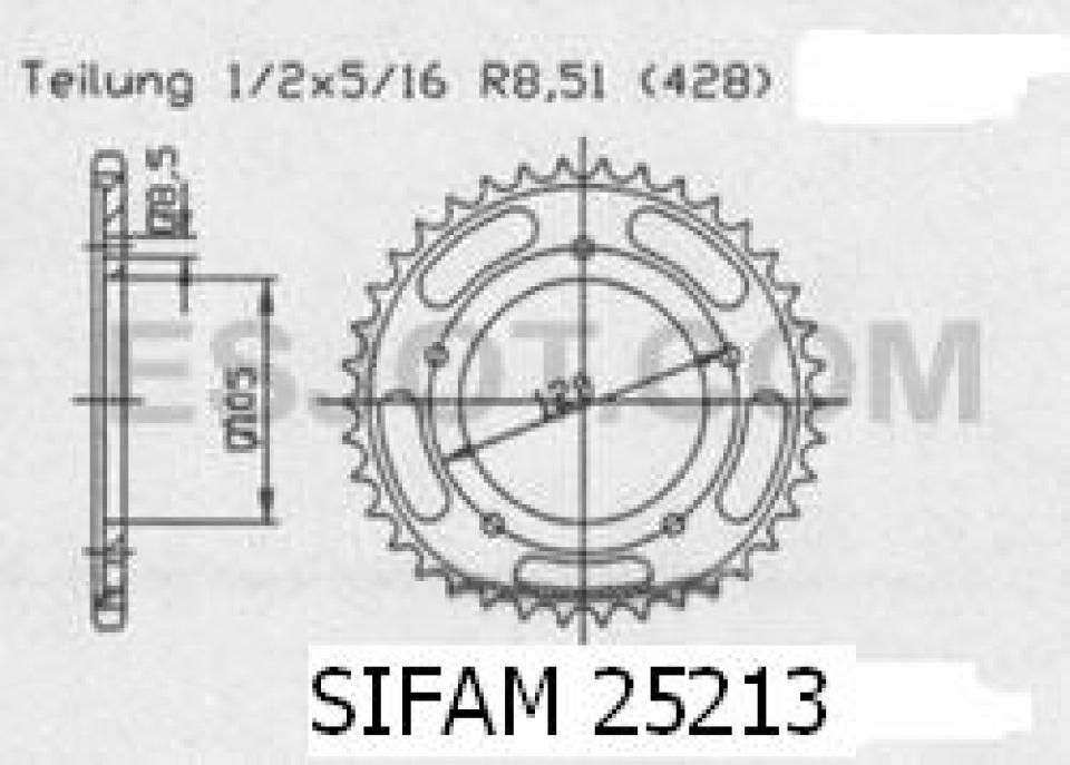 Couronne de transmission Sifam pour Moto Sachs 125 Zz Super Motard 1999 à 2003 56 dents pas 428 Neuf